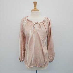 Knox Rose Womens Pink White Tie Dye Long Sleeve Tunic Top Size XXL Keyhole Neck